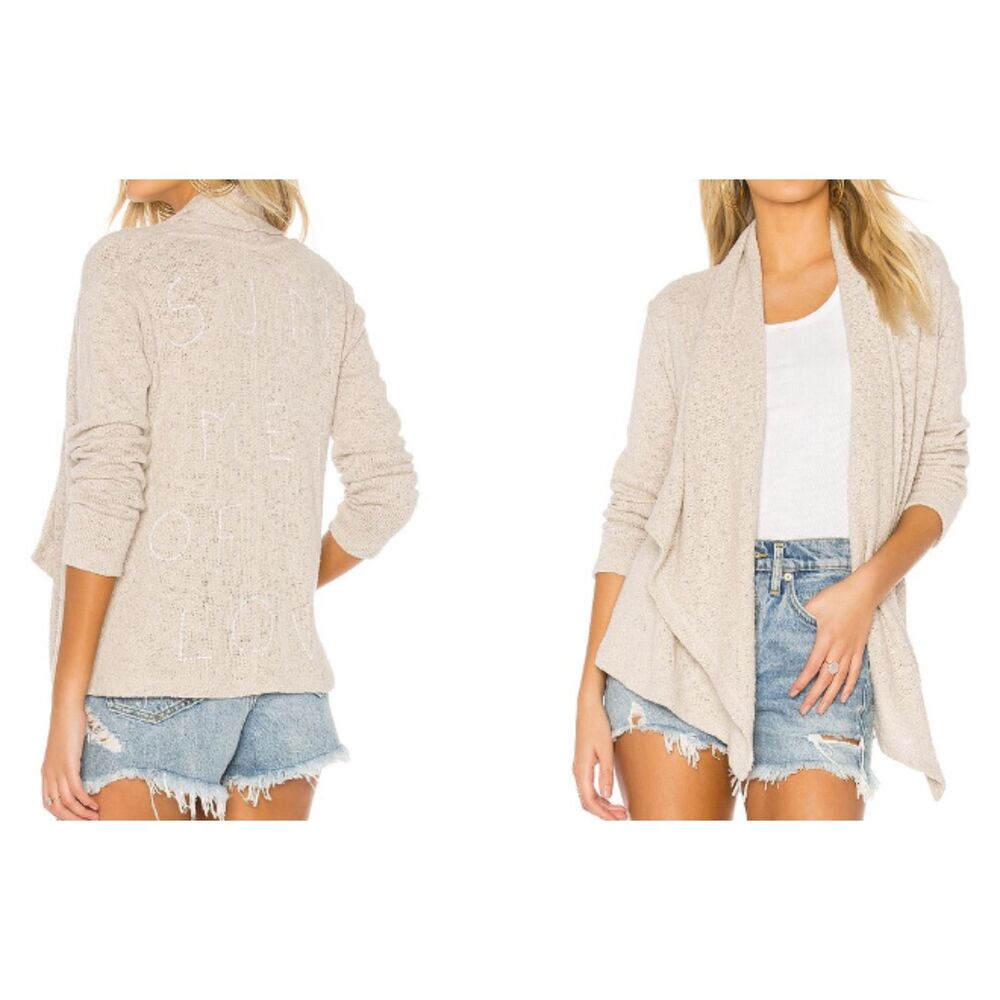 Anthropologie Open-Front Draped Pocket Cardigan in Beige